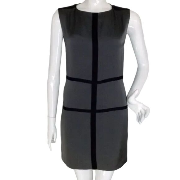 RAG & BONE Dress, 2, Gray Satin, Black Bands, Sleeveless, Back Zip, Crew neck - Picture 1 of 14